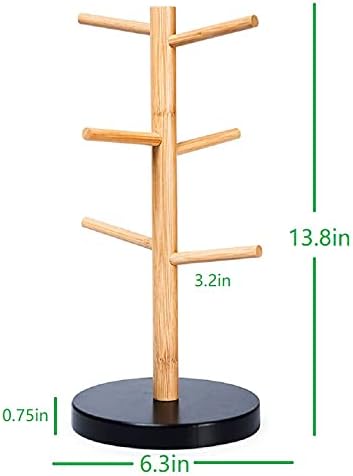 Wisuce Bamboo Coffee Mug Holder Tree, Thicker Base Coffee Cup Holder Stand - Image 6