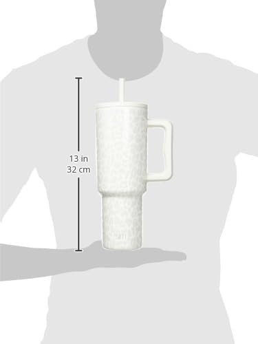 Simple Modern 40 oz Trek Tumbler with Handle and Straw Lid | Cup Holder Friendly Insulated Stainless Steel Travel Mug | Cream Leopard (Pack of 12)