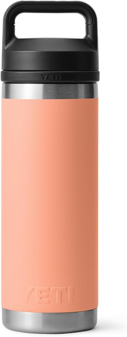 YETI Rambler 18 oz Bottle, Leakproof, Vacuum Insulated, Stainless Steel with Chug Cap, Low Country Peach