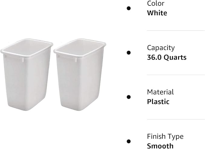 Rubbermaid 2806TP-WHT 36QT Open Wastebasket, White (Pack of 2)