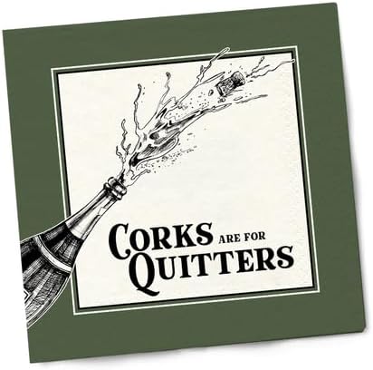 Twisted Wares - Funny Cocktail Napkins - Perfect for any Celebrations 5"X5" (20 Pack) (CORKS are for QUITTERS)