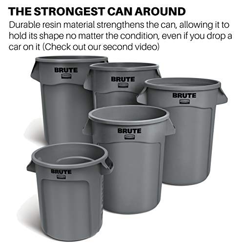 Rubbermaid Commercial Products BRUTE Heavy-Duty Round Trash/Garbage Can, 10-Gallon, Green, Outdoor Waste Container for Landscapers/Construction/Restaurants/Back of House/Offices/Warehouses, Pack of 6