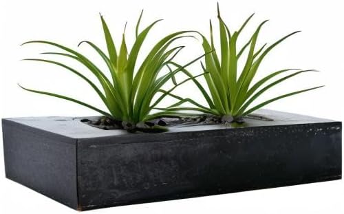 MyGift 10 Inch Fake Grass Artificial Plants in Rectangular Black Wood Planter - Image 8