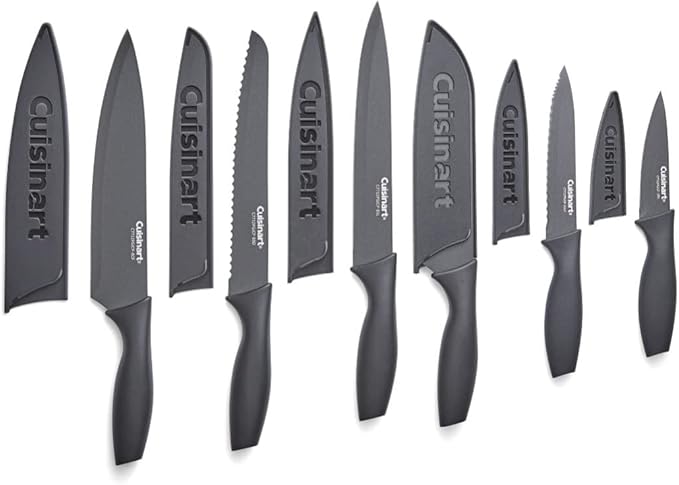 Cuisinart Knife Set, 12pc Ceramic Knife Set with 6 Blades & 6 Blade Guards, Lightweight, Stainless Steel, Durable & Dishwasher Safe, Matte Black