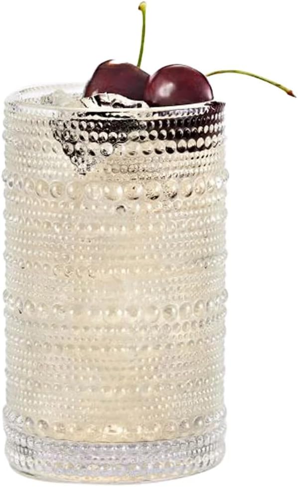 Fortessa Jupiter Beaded Hobnail Glass, 13 Ounce Iced Beverage (Set of 4), Clear