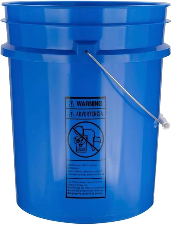 House Naturals 5 Gallon Premium HPDE Plastic Bucket - Made in USA Food Grade Storage Container, BPA Free All Purpose Pail (1, Blue)