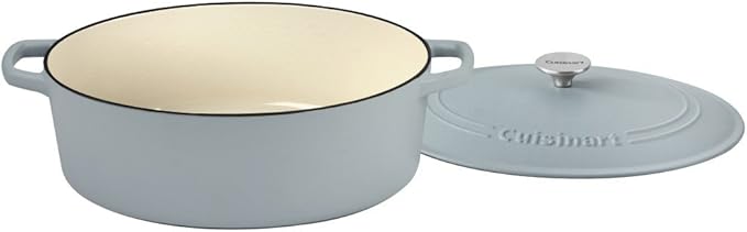Cuisinart Chef's Classic Enameled Cast Iron Oval Covered Casserole (Matte Grey, 7- Quart)