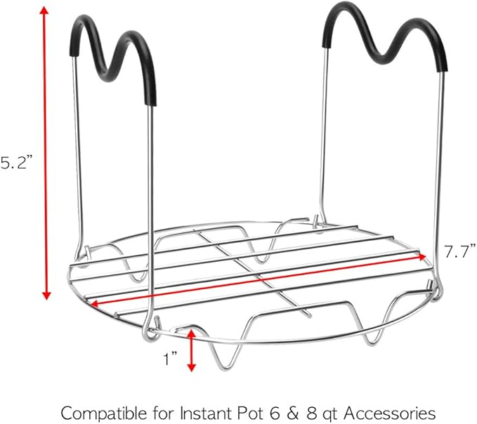 Steamer Rack Trivet with Handles Compatible with Instant Pot Accessories 6 Qt 8 Quart, Pressure Cooker Trivet Wire Steam Rack, Great for Lifting out Whatever Delicious Meats & Veggies You Cook