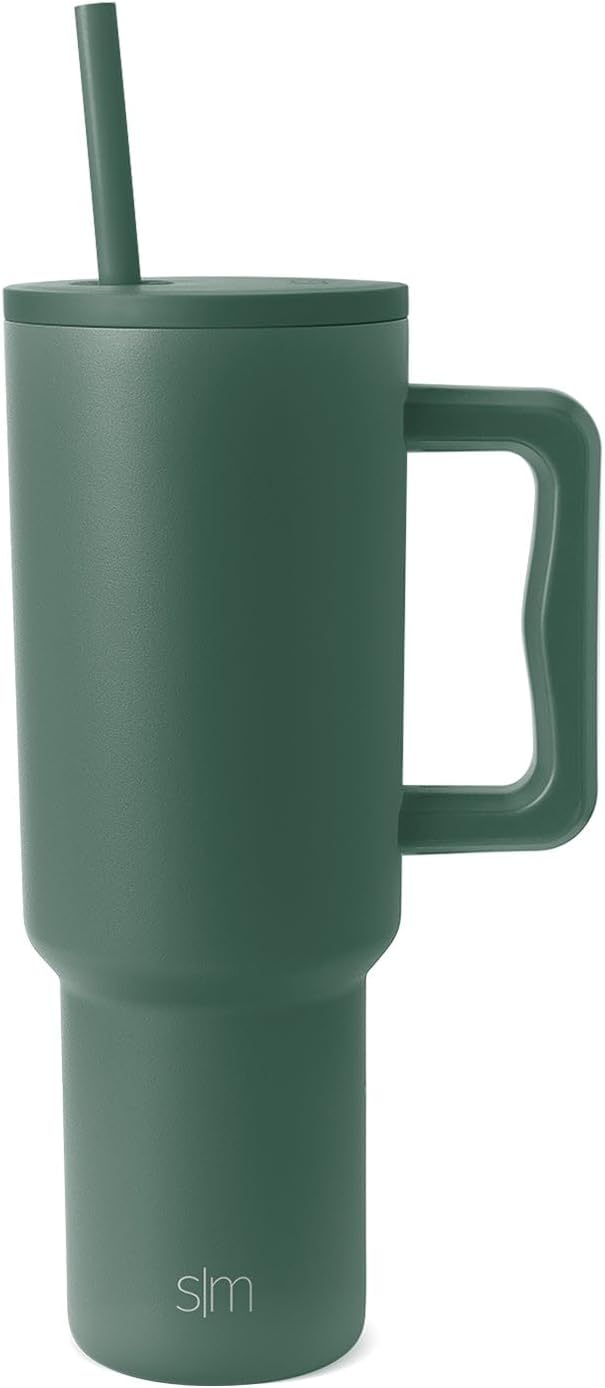 Simple Modern 40 oz Trek Tumbler with Handle and Straw Lid | Cup Holder Friendly Insulated Stainless Steel Travel Mug | Forest