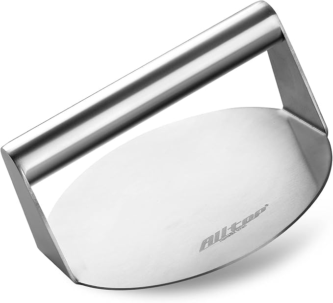 ALLTOP Smash Burger Press -Grill Essential,Stainless Steel Non-Stick Smasher Hamburger Press -Patty Maker for Flat Top Griddle,Grill,BBQ - Round Kitchen Tool (5.5 Inch)