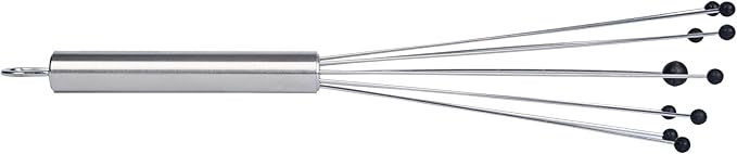 Restaurantware-German Standard 10.6 Inch Ball Whisk, 1 Kitchen Whisk With Silicone Balls - Ergonomic Handle, Dishwashable, Stainless Steel Manual Egg Beater, Durable, For Whisking, Stirring, Mixing