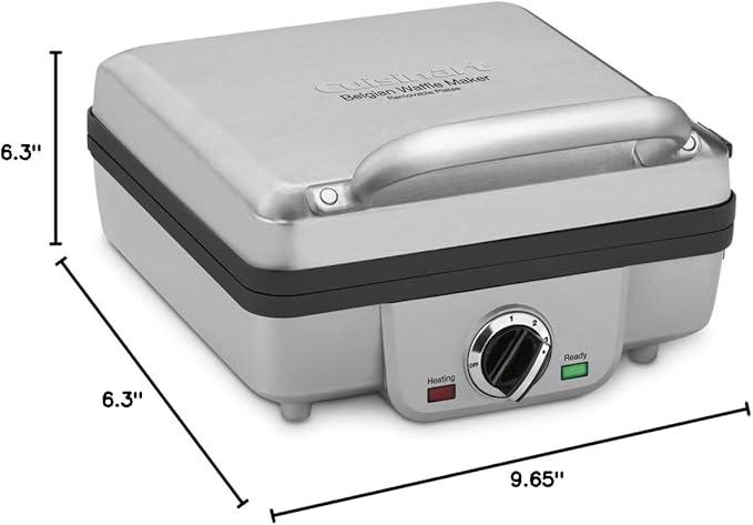 Cuisinart Belgian Waffle Maker with Pancake Plates, Nonstick Plates, 6 Browning Levels, Ready Indicator Lights, Temperature Control, Deep Waffle Pockets, WAF-300P1, Brushed Stainless