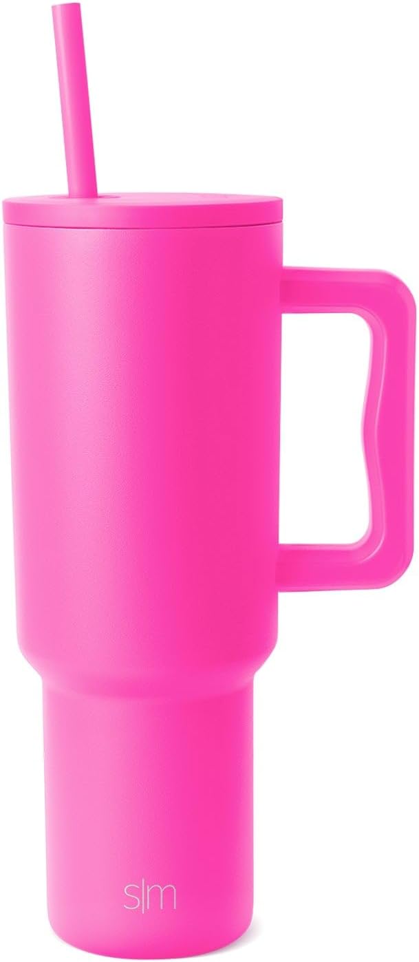 Simple Modern 40 oz Trek Tumbler with Handle and Straw Lid | Cup Holder Friendly Insulated Stainless Steel Travel Mug | Raspberry Vibes