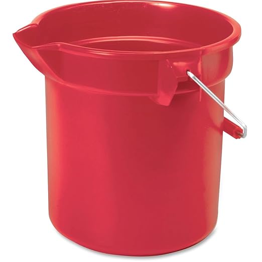 Rubbermaid Commercial Products BRUTE 10 Quart, Round Bucket, Red, Heavy-Duty Construction, for Professional/Janitorial Cleaners, Pack of 6