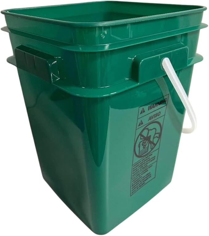 House Naturals 4 Gallon Square Food Grade Bucket Pail with Plastic Handles and Lid (Pack of 3) Made in USA containers (Yellow/Purple/Dark Green)