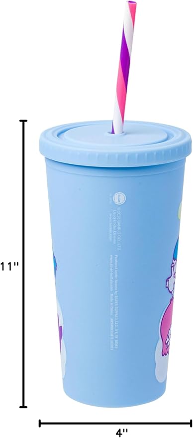 Silver Buffalo Sanrio Hello Kitty and Friends Featuring Little Twin Stars, My Melody, Kuromi, Keroppi, Chococat, Cinnamoroll, Pompompurin, Pochacco, Tuxedo Sam, Badtz-Maru Matte Plastic Tumbler, 20oz