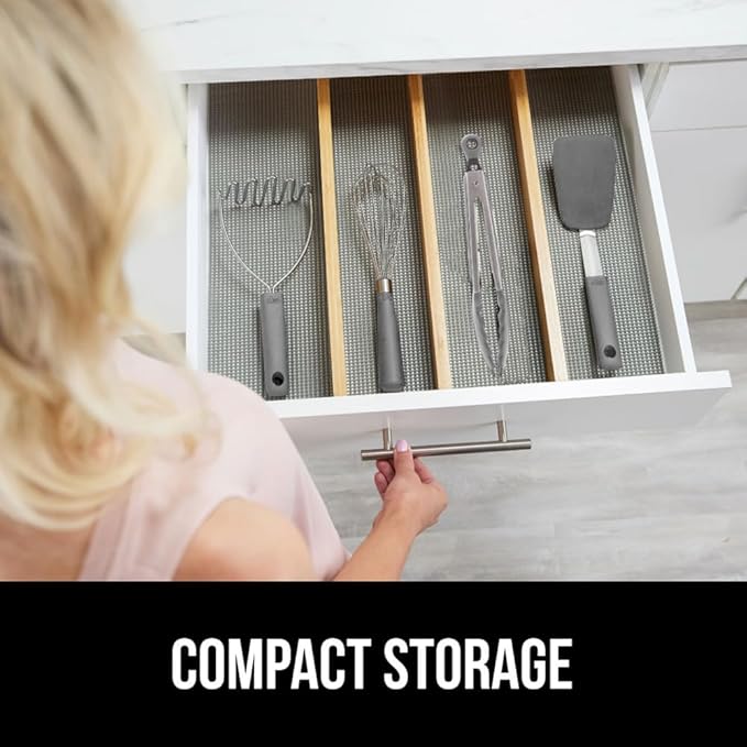 GORILLA GRIP Stainless Steel Heat Resistant Kitchen Tongs for Cooking, 9 + 12 Inch, Set of 2 BBQ Tong, Non Scratch Silicone Tip for Pan, Strong Grip, Grab Food, Toss Salad, Air Fryer, Pull Lock, Gray