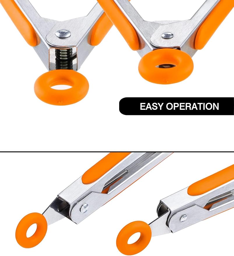 MSY BIGSUNNY 7 inch Serving Tongs With Silicone Tips for Food Grill, Salad, BBQ, Small Kitchen Food Tongs (Set of 3, White)