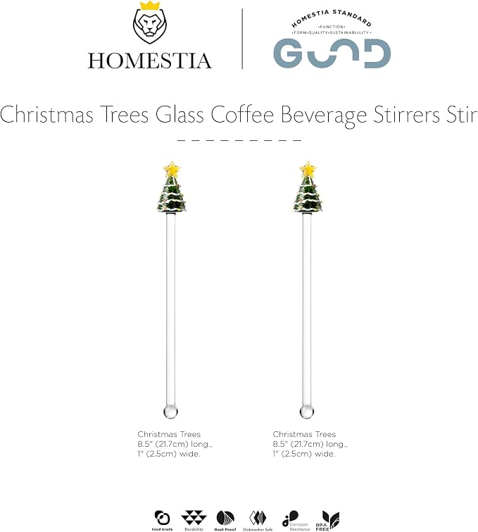 Homestia Christmas Tree Glass Stirring Spoons, 8.6 Inch Holiday Cocktail - Image 9
