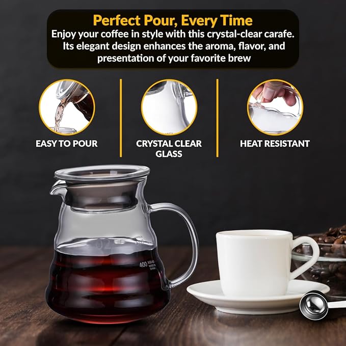 CASA BRAVA Glass Pour Over Coffee Maker Set – 28oz Heat-Resistant Carafe - Image 7
