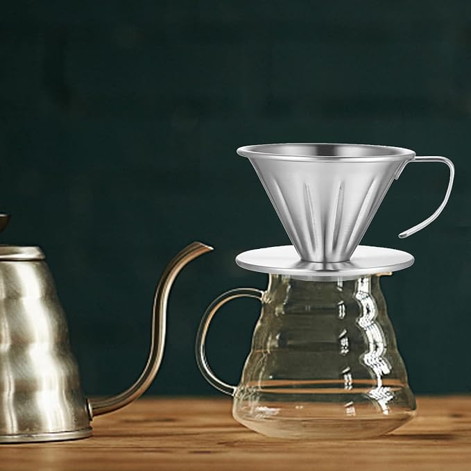 MERMOO YILAN Pour Over Coffee Dripper Durable Metal Filter Holder Large Hole - Image 9