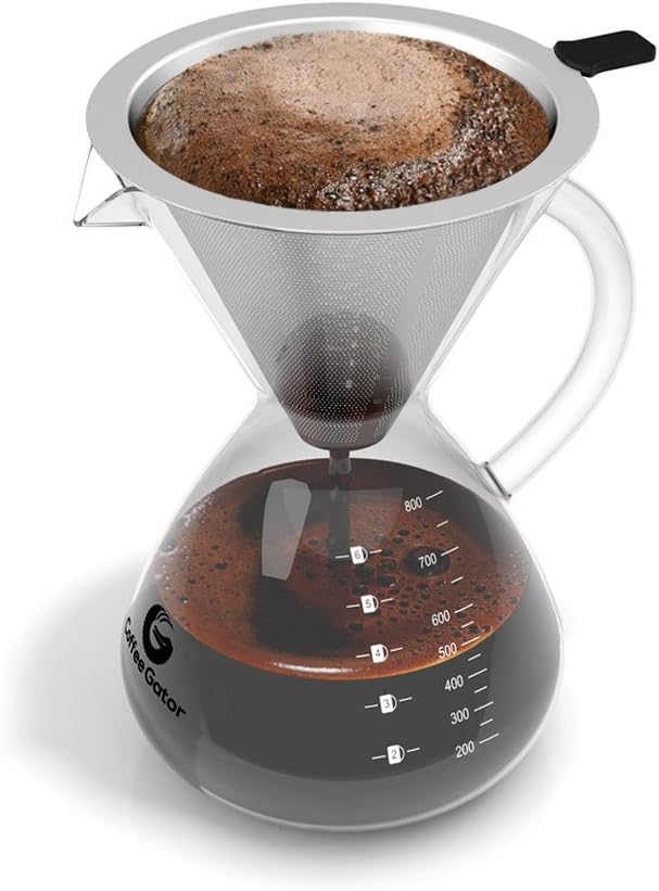 Coffee Gator Pour Over Coffee Maker - 27oz High Heat Borosilicate Glass - Image 10