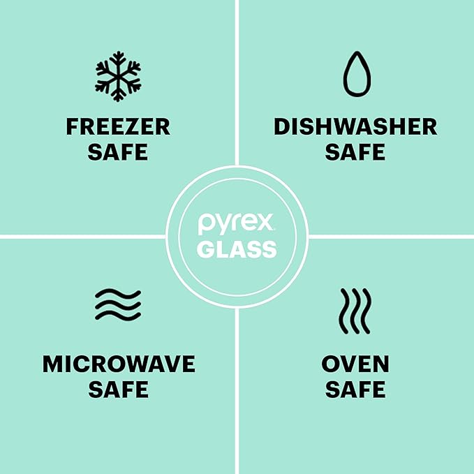 Pyrex Basics 4.8 QT Glass Baking Dish with Plastic Lid, Casserole Dish, Glass Food Container, Oven, Freezer and Microwave Safe, Clear Container