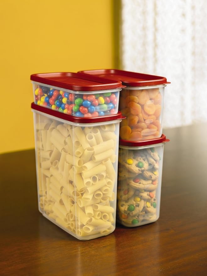 Rubbermaid Modular Canisters, Food Storage Container, BPA-free, 8-piece Set, Red (1776474)