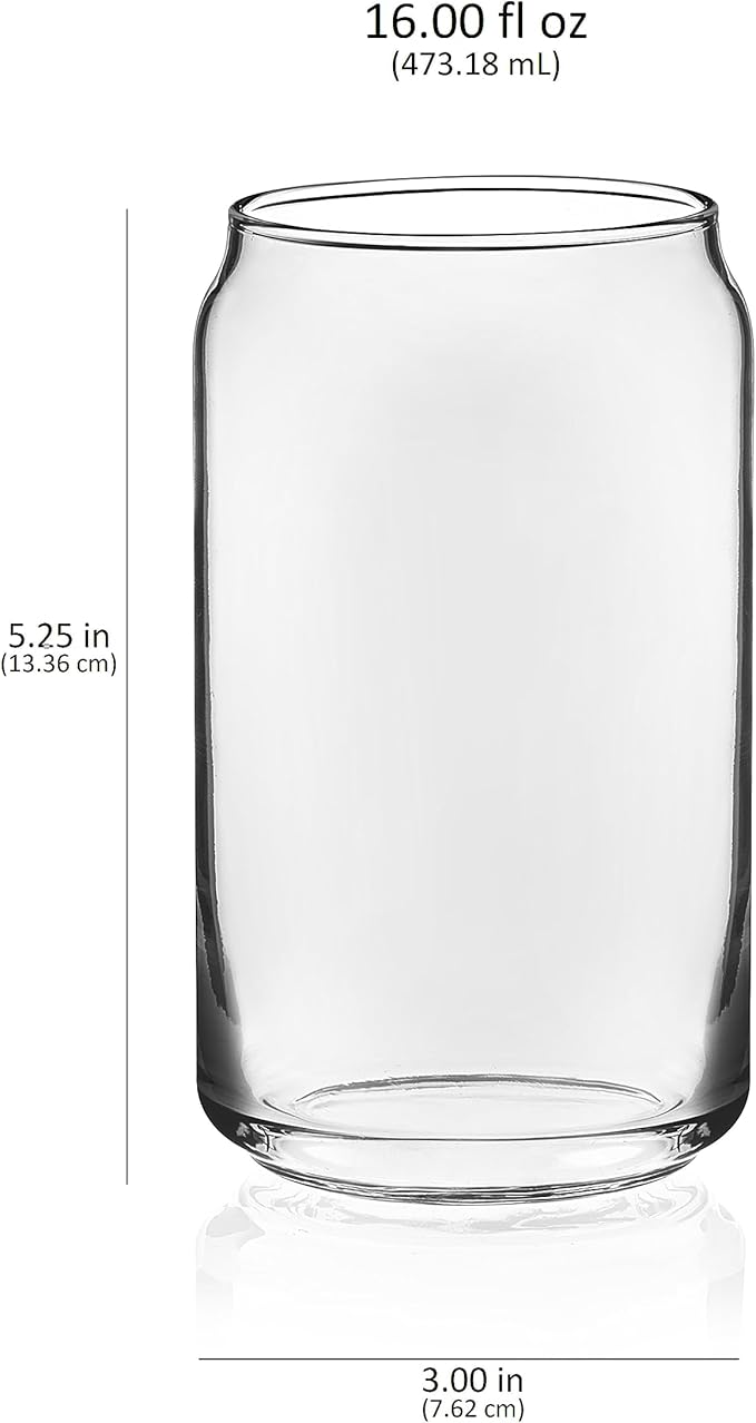 Libbey Can Shaped Beer Glass - 16 oz - 4 PACK w/ Pourer