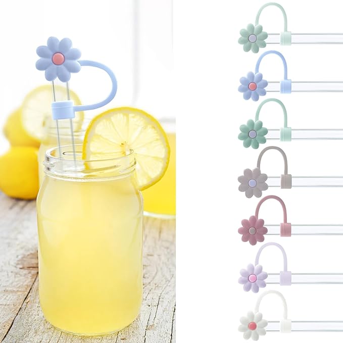 Velaco 7pc 0.4in/10mm Silicone Straw Covers - Compatible with Stanley 20-40 Oz Cup, Dust-Proof Straw Caps for Water Bottle
