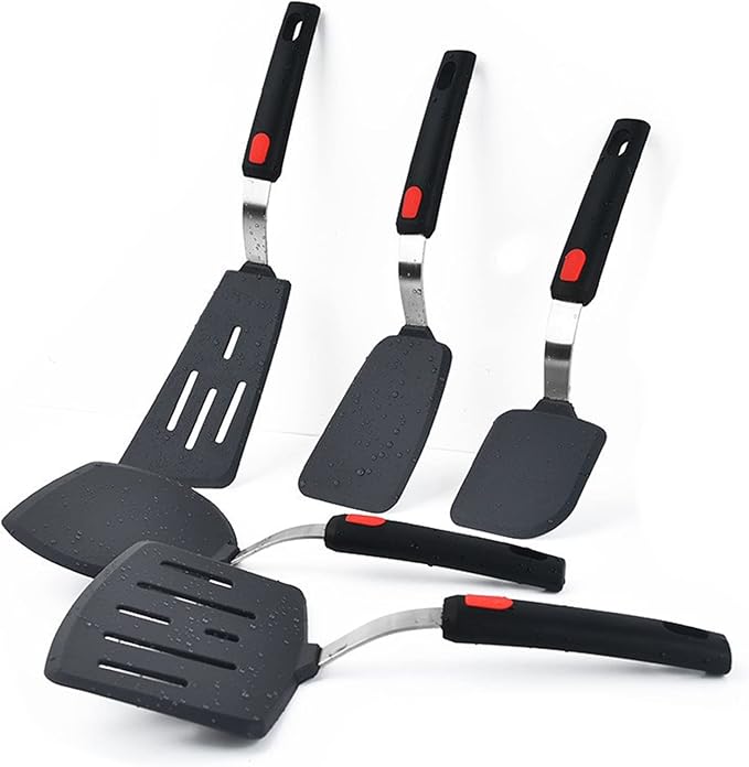 Tenta tenta kitchen Silicone Turner Wide Pancake Spatula Pizza Peel Kitchen Utensil Nonstick Cookware Safe Kitchen Flipper for Griddle Cooking and Baking- 600°F Heat-Resistant Rubber Egg Spatulas.