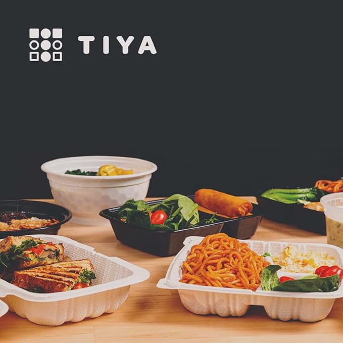 TIYA Food Containers - 16oz Bulk 240 Pack with Lids - Plastic Food Storage to-Go Containers - Reusable Microwavable Dishwasher Safe Cups - Airtight Leak Proof for Soups & Meal Prep