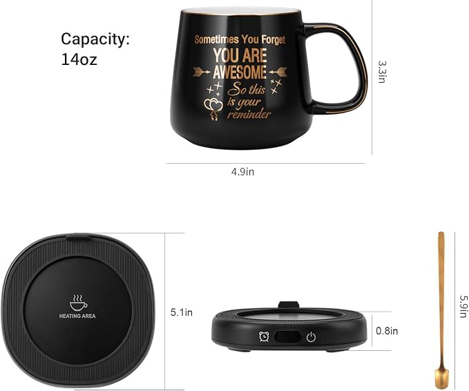 Coffee Mug Warmer & You are Awesome Mug Set, Electric Cup Warmer - Image 8