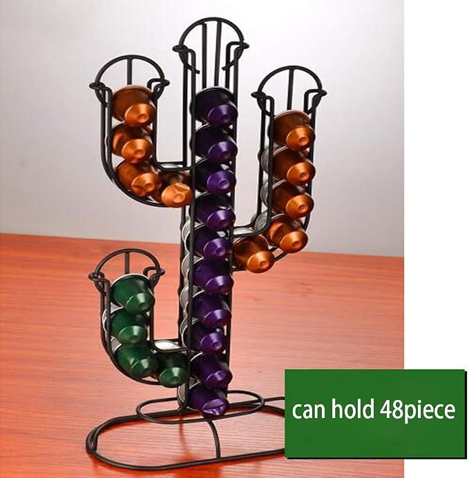 Iron Art Coffee Capsule Display Stand, Iron Wire Black Cactus Capsule Stand - Image 6