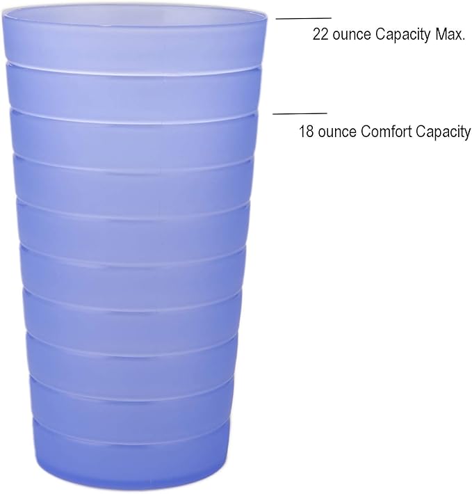 AOYITE Reusable Plastic Cups 22 oz - Unbreakable Hard Kids Cups - BPA Free Dishwasher Safe Drinking Cup set of 12 - Stackable Water Tumblers for Kitchen Camping Party Outdoor