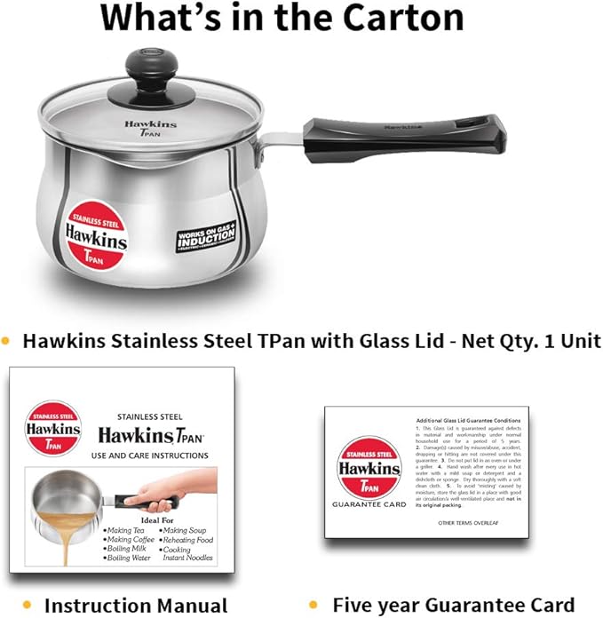 Hawkins Stainless Steel Tpan 1.5L with Glass lid