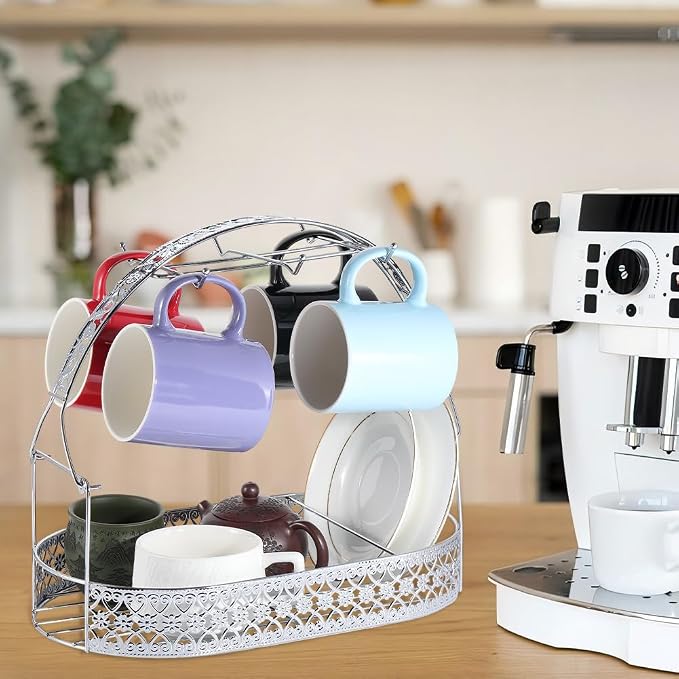 Mug Holder Coffee Cup Holder Stand Iron Coffee Cup Storage Basket Dishes - Image 5