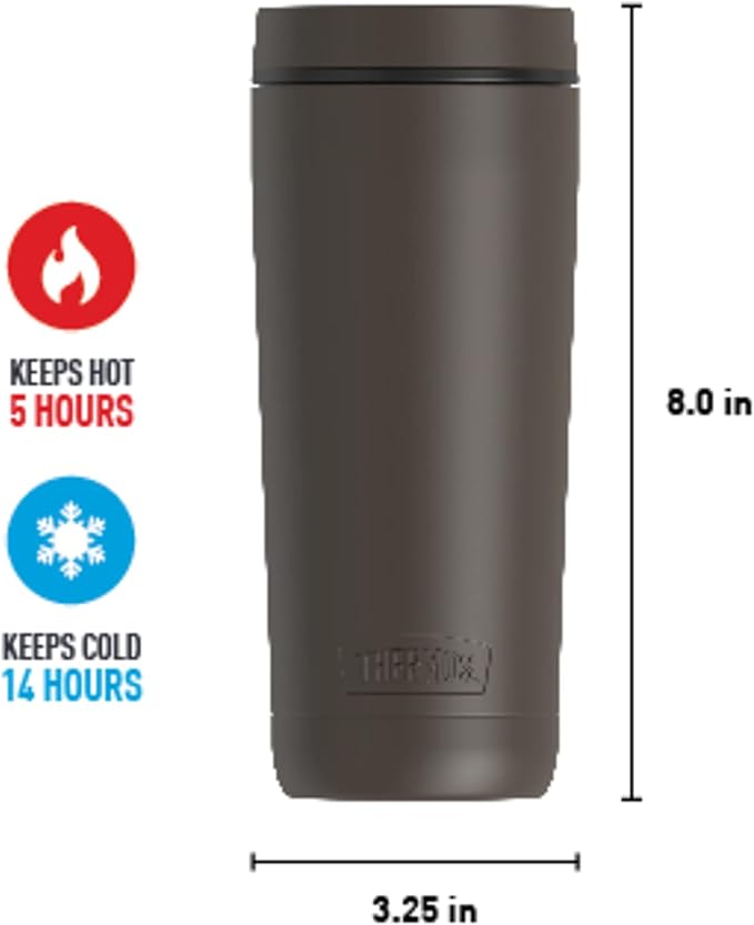 THERMOS ALTA SERIES Stainless Steel Tumbler 18 Ounce, Espresso Black
