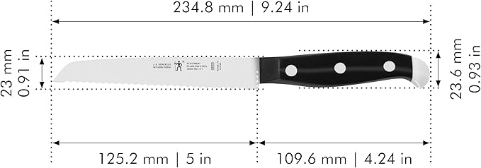 HENCKELS Statement Razor-Sharp 5-inch Serrated Utility Knife, Tomato Knife, German Engineered Informed by 100+ Years of Mastery, Black/Stainless Steel