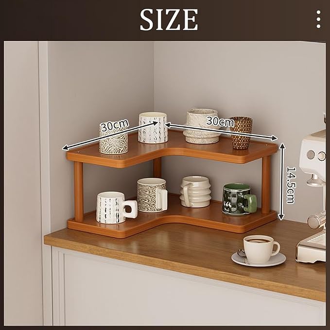 2-tier Kitchen countertop corner spice rack, household Cupboard Cabinet coffee - Image 6