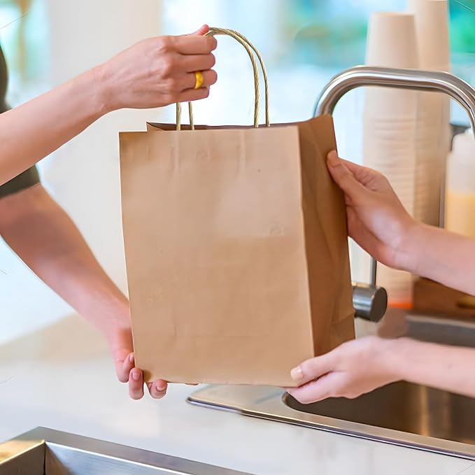 Take-Out Paper Bags And Two Drink Paper Trays 40 Pack, Two Cup Carrier Tray - Image 8