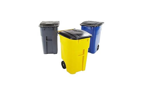 Rubbermaid Commercial Products BRUTE Rollout Trash/Garbage Can/Bin with Wheels, 50 GAL, Blue, for Restaurants/Hospitals/Offices/Back of House/Warehouses, Pack of 2