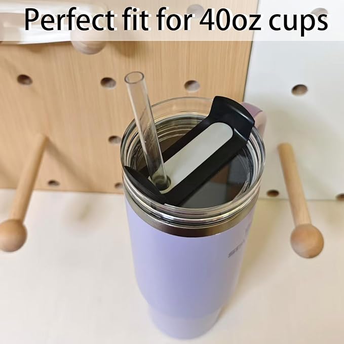 40 OZ Tumbler Lid Replacement Fit for Stanley Cup, 2 Pack Clear Replacement Lids Fit for Stanley Travel Tumbler, Spill Proof Tumbler Covers for Stanley Cup Accessories (Clear - Black)