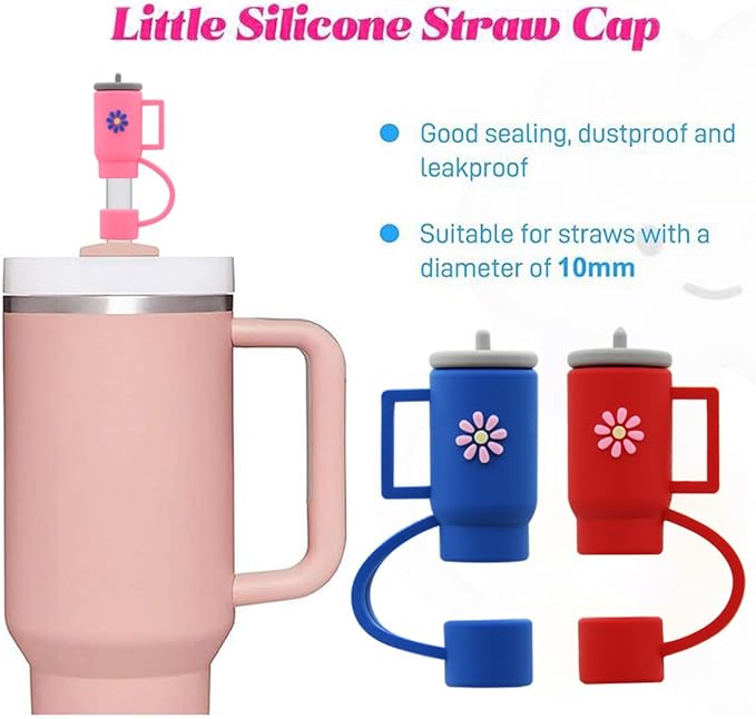 Stanley Cup Silicone Straw Topper - Compatible with 30 & 40 Oz Tumbler, Straw Tip Covers (10Pcs)