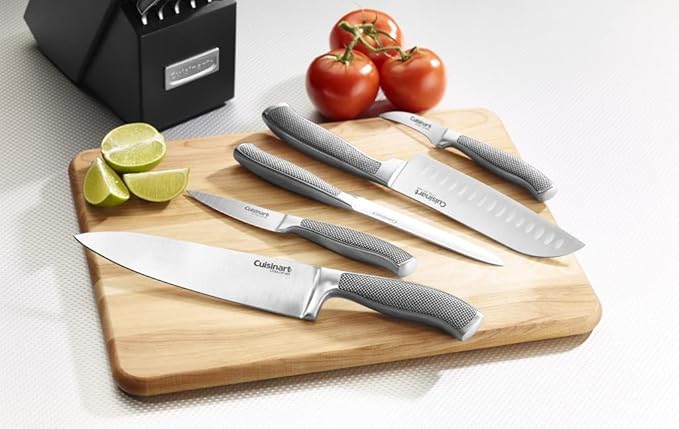 CUISINART Block Knife Set, 15pc Cutlery Knife Set with Steel Blades for Precise Cutting , Lightweight, Stainless Steel, Durable & Dishwasher Safe,C77SS-15P