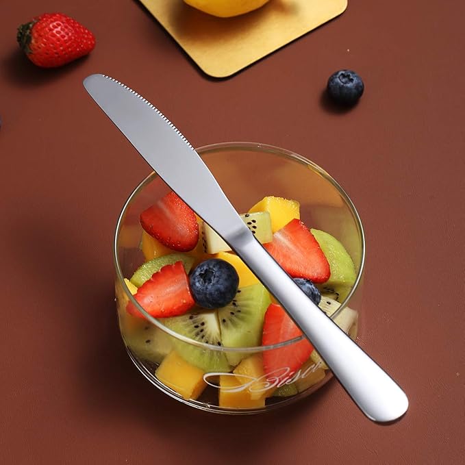 Berglander Dinner Knives Set Of 12, Stainless Steel Shiny Mirror Dinner Knife, Butter Knife Spreader Table Knives Sturdy And Dishwasher Safe