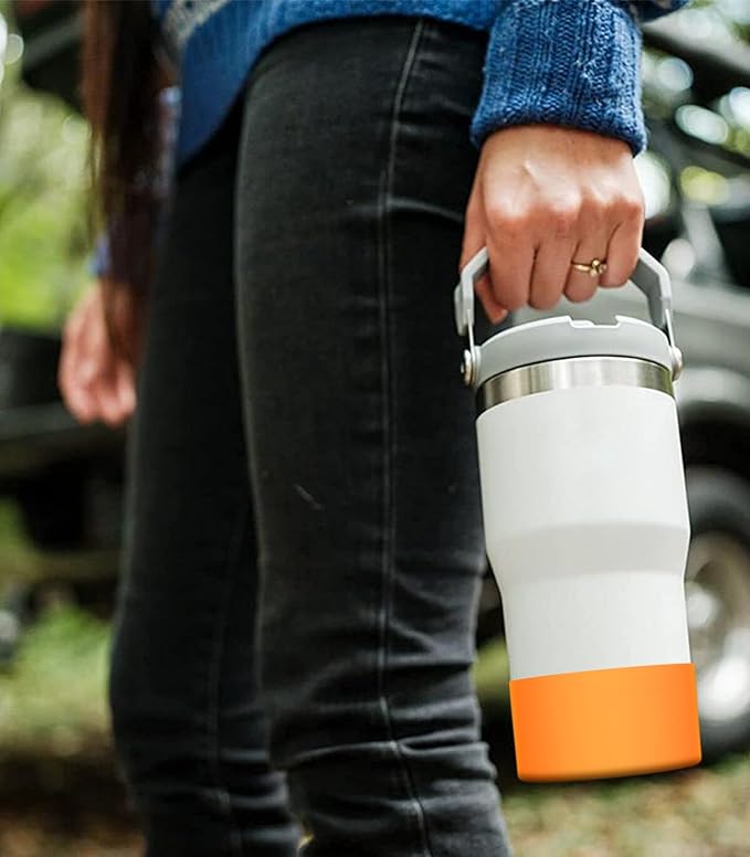 Upgrade 2PCS Protective Silicone Boot Bumper for Stanley Quencher Adventure 40oz 30oz IceFlow 20oz 30oz Tumbler, Water Bottle Bottom Sleeve Cover Accessories for Stanley Mug Cup(Sunset)