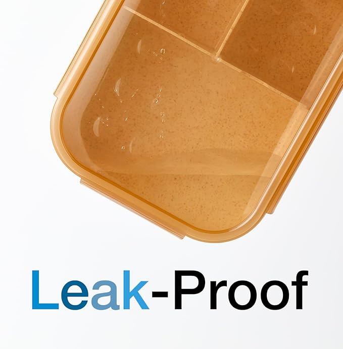 SEVENY Bento Box for Adults,Natural Wheat Fiber Material Lunch Box for Office Ladies,BPA-Free,Reusable Meal Prep Container for Body Builders, Beige