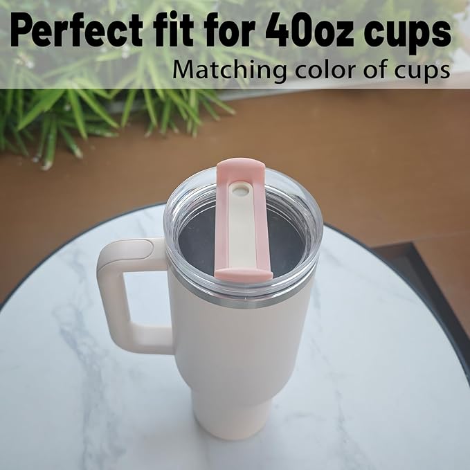 40 OZ Tumbler Lid Replacement Fit for Stanley Cup, 2 Pack Clear Replacement Lids Fit for Stanley Travel Tumbler, Spill Proof Tumbler Covers for Stanley Cup Accessories (Peach Whip Cabana Gloss)