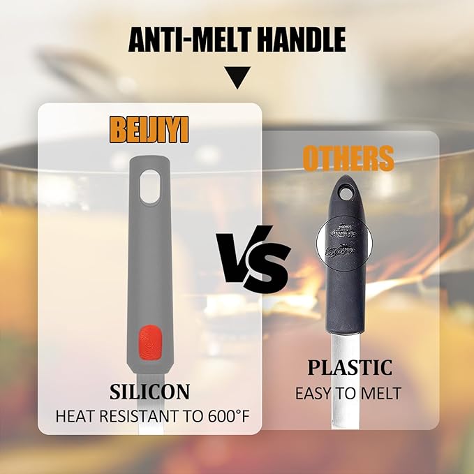 Beijiyi Silicone Spatula Turner Set of 3, 600°F Heat Resistant Nonstick Turner Spatulas for Kitchen Use, Large Flexible Silicone Cooking Utensils Rubber Spatula Set for Egg, Pancake, Fish (Gray)